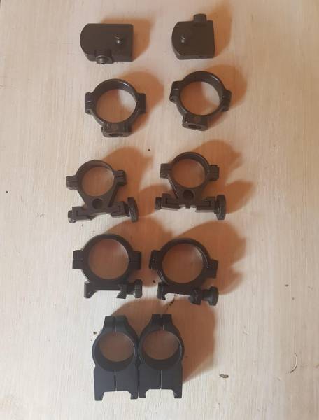 Various scope mounts available, Warne 25mm med picatinny mounts-R600

30mm low picatinny mounts-R500

genuine sako 25mm qd mounts -R1000

lynx 30mm low rings and bases for brno zkk-R800

or make me an offer for the lot