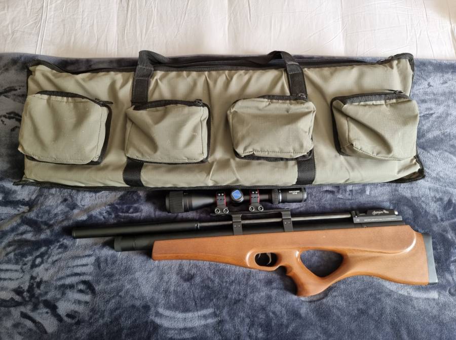 SWP scorpion P12 pcp air rifle, Selling my 5.5mm bullpup, not using anymore. All in excellent condition. Scope not included.

Included is custom bag, refill gauge, pipe and extra regulator and o-rings.