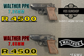 WALTHER PPK 7.65mm, DON'T MISS OUT ON THESE CLASSIC FIREARMS. 

WHILE STOCKS LAST!

FEEL FREE TO CALL, EMAIL, VISIT THE SHOP OR WHATS APP FOR ANY FURHTER INFORMATION