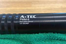 A-Tec PMM-6 9 mm Pistol Silencer - 1/2, 28 UNEF, Basically brand new. Hardly ever used. 