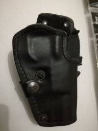 Browning H, New Frontline Triband holster ,velvet to protect the finish of your weapon leather on the outside tried my BHP in it twice never used