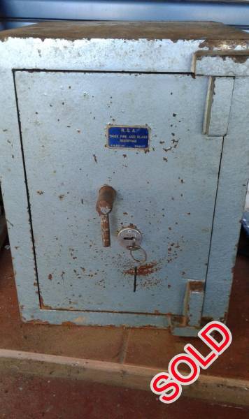 Document and pistol safe for sale , R.S.A document and pistol safe for sale. 
mechanical sound but needs a repaint.
R500 