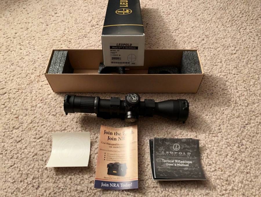 Leupold Mark 6 3-18x44mm  Rifle Scope, Product Information
Smaller, lighter, and faster, the Leupold Mark 6 3-18x44mm M5B2 (34mm) Rifle Scope is a hunter's dream. With the Xtended Twilight Lens System, you can start earlier and stay later -low light is no longer an issue. In addition, it has blackened lens edges for reducing unwanted glare and diffusion, which in turn, provides better resolution, contrast, and performance in any lighting condition. DiamondCoat 2 is an ion-assist lens coating that makes this scope more durable than others are because it offers a superior level of abrasion resistance. With a powerful 6:1 zoom ratio, you can get up close and personal with the game that you are hunting. Never miss a shot again.