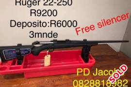 Ruger American, Ruger American
243 Win
Silencer Included
R6000 Deposit
3months Pay
PD Jacobs
0828818982