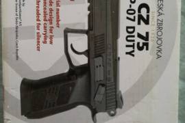 CZ 75 P-07 DUTY, The CZ 75 P-07 DUTY is a compact tactical pistol and has an integrated front waiver rail for mounting light and/or laser. The barrel has threads for a silencer (items 15924 & 15925). The grip and metal slide carries authentic CZ markings and every gun comes with its own unique serial numbe