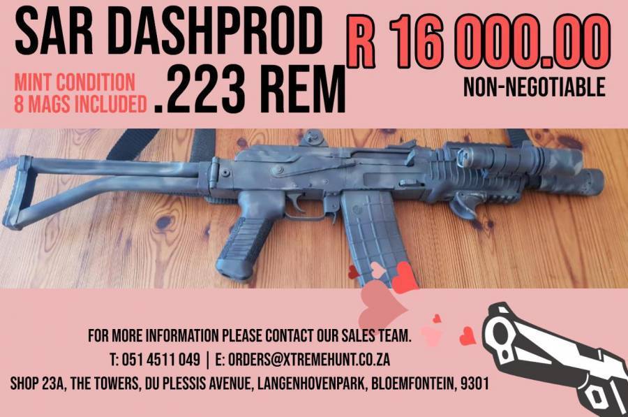 Dashprod 223, As new scarce mint condition. Transfer to dealer of your choice available. 8 mags included please note not refurbished new shot 8mags
051-4511049
orders@xtremehunt.co.za