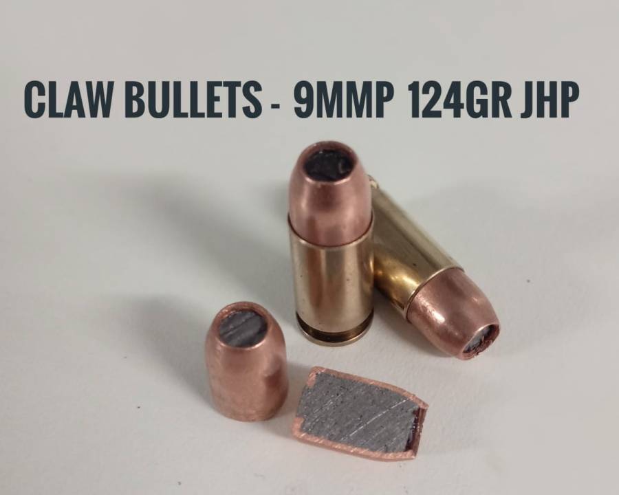 Claw Bullets, Claw Core Bonded Hunting- and Non-bonded Range Bullets for sale.
When you only have one chance to bring the bacon home.
Please visit http://www.sapremiumbullets.co.za/sapremium-claw.html to view our product & prices and place your order.
We deliver country wide.
0605277275
Range Bullets in all calibers and weights available. Please have a look at the prices on the Claw web page! 
!!!New!!! 9mm 124gr JHP Bullets @ R377/(100) or R3400/(1000) 
http://www.sapremiumbullets.co.za/sapremium-claw.html
