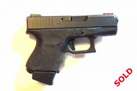 Glock 26 Gen 3 FOR SALE, Glock 26 Gen 3, fiber-optic front and rear sights, extended slide and magazine release levers, 2 magazines, in original box with manuals and cleaning tools, for sale.

For more information and to make an enquiry on this firearm, please go to this link:
http://theguntrove.co.za/browse-firearms/glock-26-gen-3-2/

The Gun Trove
www.theguntrove.co.za