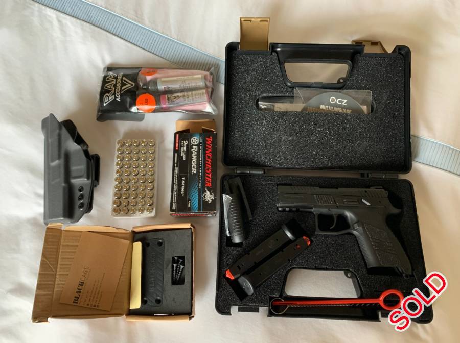 CZ PO7 Gen2 For Sale, CZ PO7 Gen 2
2 x magazines 
(15rounds per mag)
3 x grip sizes
Kydex holster IWB (never used)
Cleaning kit
50 x Hollow Point rounds
Black cage magnetic mount. (Never used)
Original carry case with owner manuals etc. 
Approx 200 rounds shot since new.