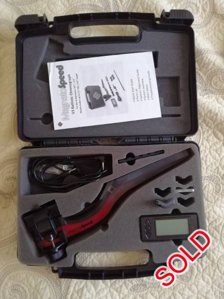 Magnetospeed V3 for sale, Magnetospeed V3 in hard case.

Only chrony I've had that never missed a shot. Also used to chronograph airrifles.

Shipping for buyers account or collection in Brackenfell.

Phone, Whatsapp or e-mail for more information