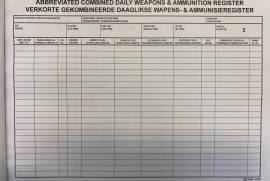 Daily Weapons and Ammunition Register , Daily Weapons and Ammunition Register 

R110 Each 
or
pack of 5 at R400
 