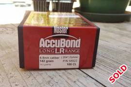 Nosler Accubond LR Bullets 264 Cal (6.5mm), 142gr, Nosler Accubond LR Bullets .264 Calibre (6.5mm), 142 grain
