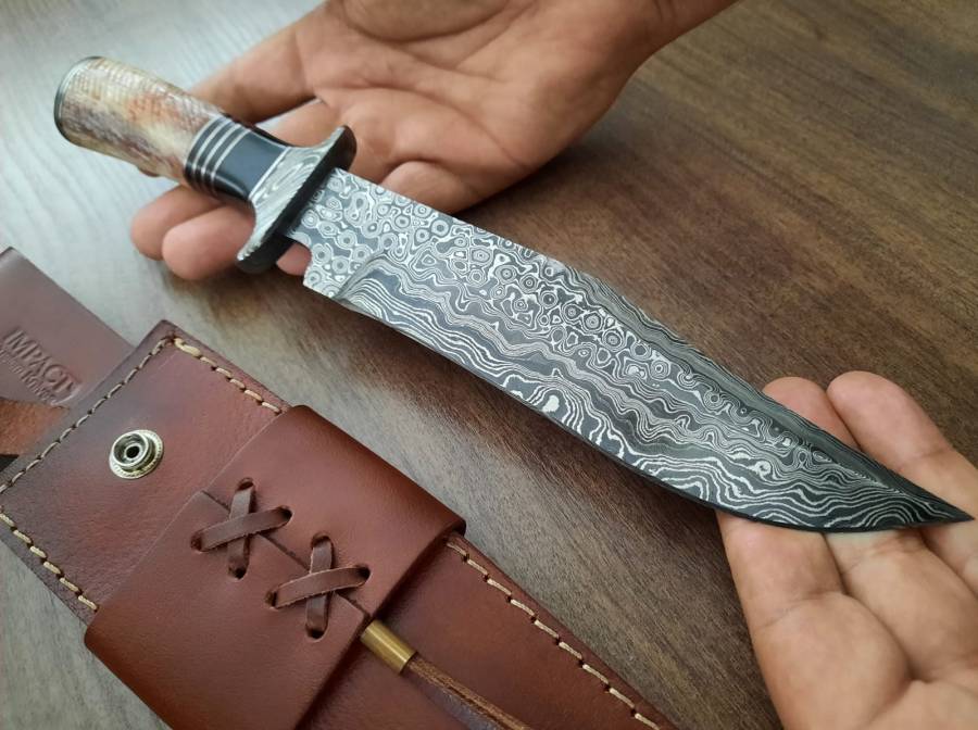 Fixed blade Ivory Handle Damascus Steel 15n20 1095, Fixed blade Ivory Handle Damascus Steel 15n20 1095