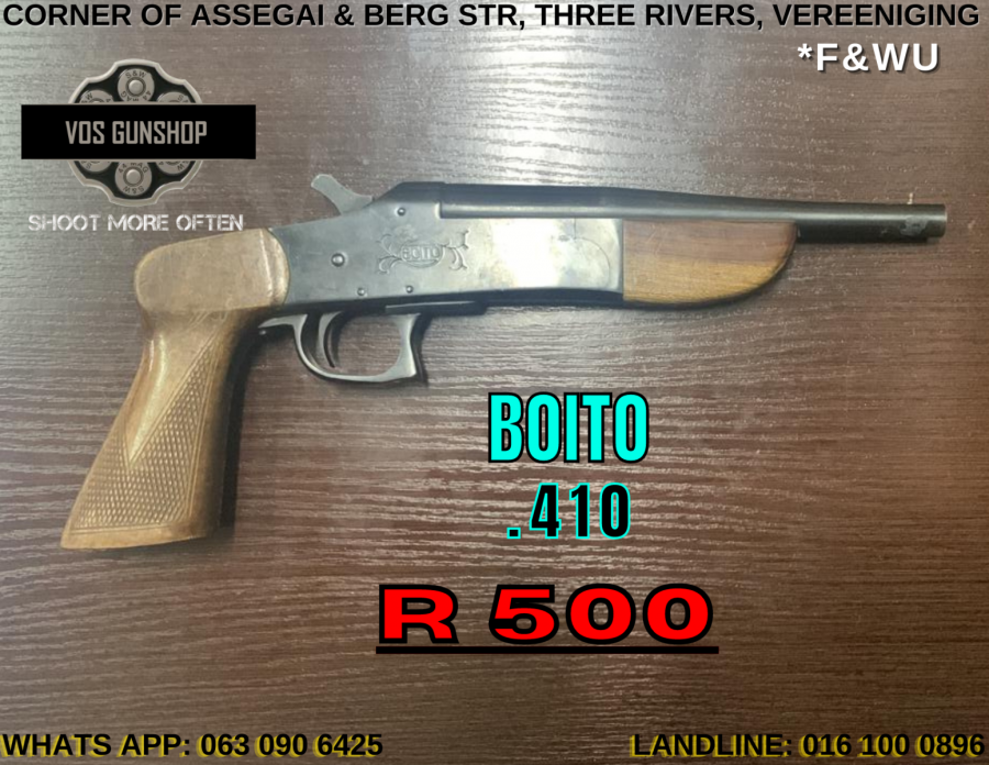 BOITO .410 SHOTGUN, FEEL FREE TO VISIT THE SHOP, CALL OR WHATS APP FOR ANY FURTHER INFORMATION