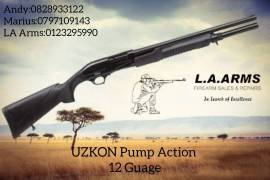 Uzkon 12 guage pump action shotgun, R 5,000.00