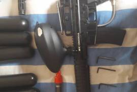 Paintball gun and equipment, Negotionable
Please let me know if you are interested
Looking to sell as soon as posible 
-Paintball gun in good working condition, recently serviced.
-Foldable stock + spare stock
-new barrel + stock barrel
-neck protector
-anti fog mask
-3× 100 round pods
-3× 50 round pods
- gun oil
- 1× 12 oz gas bottle
-1× 20 oz gas bottle
-200 paintball rouns
- 50 marble rounds
-1 gas extension coil for much easier use
-1 gas and 400 round holster
-1 vest( 7 pod holsters, 2 pockets, 1 gas holster) easy fit