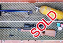 CZ 200 S for sale , CZ 200 S Compressed Air / Gas pellet gun. Very good condition, complete with Silencer, Scope, High pressure mechanical pump, beige hard cover, foam lined case as well as a diving cylinder to fill the Gas chamber.