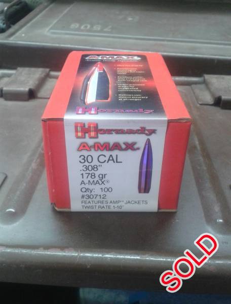 Bullets, 100 X 178gr .308 Cal for sale. Box is sealed and brand new.