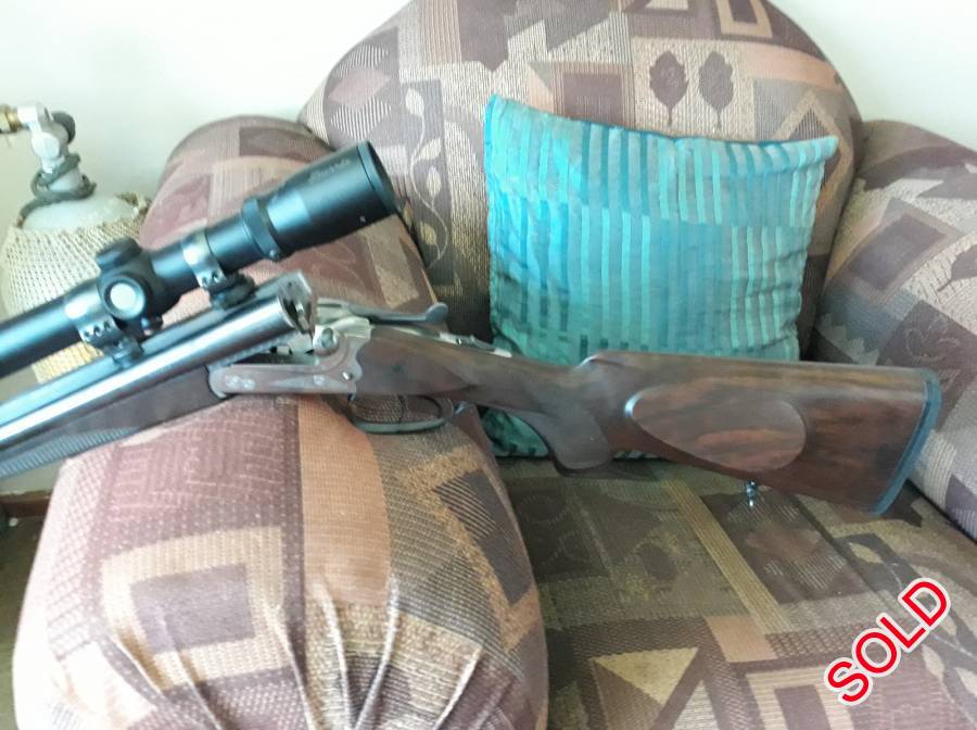 Double rifle, Very good shooting rifle, regulated with hornady dgx 300gr. Comes with a burris tac30 scope, a custom express sight and a beaded front sight.
