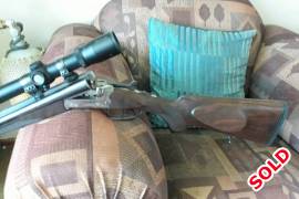 Double rifle, Very good shooting rifle, regulated with hornady dgx 300gr. Comes with a burris tac30 scope, a custom express sight and a beaded front sight.