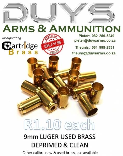 9mm Luger Brass, De-primed, cleaned & sorted.