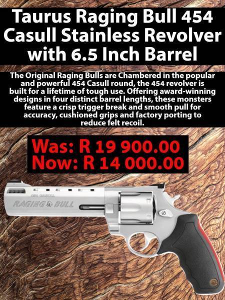 Revolvers, Revolvers, Taurus Raging Bull, R 14,000.00, Taurus, Raging Bull, 454 Casull, Brand New, South Africa, Orange Free State, Bloemfontein