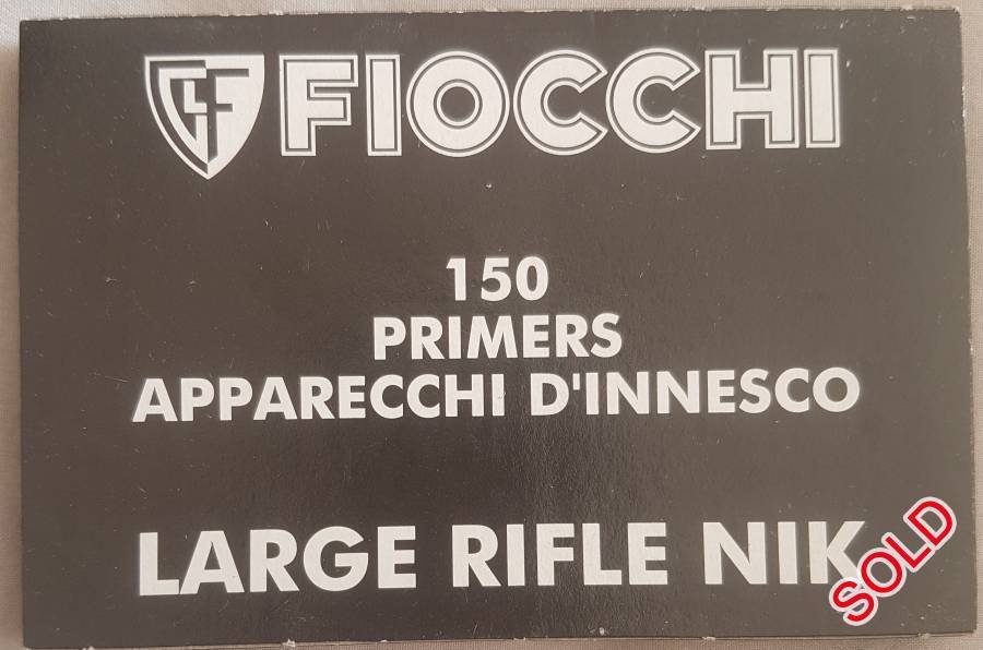 Fiocchi Primers for Large Rifle, Have 6 full boxes @150 units per box, plus 95 units = 995 total units