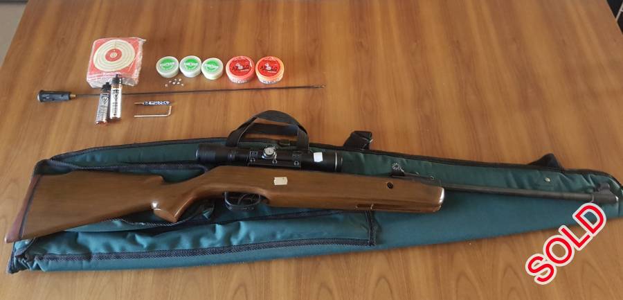 UltraTec UT1906 Air Rifle with accessories, I am selling my Ultra-Tec Air rifle with accessories.
- Scope
- Cleaning Kit
- Targets
- 5x tins of pellets (Balines & Lead pellets)
- Bag

Rifle Specifications
- Calibre: .177 (4.5mm)
- Velocity: 850fps - 900fps
- Secondhand (hardly used / as new)