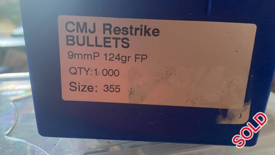 CMJ Restrike Bullets 9mmP  124gr-gty-1000, CMJ Restrike Bullets 9mmP  124gr-gty-1000