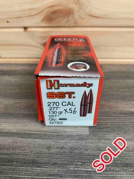 Hornady 130gr .270 SST x 56 tips , New tips, tried them out but not going to use them. 56 tips left. Courier for buyer's account. 