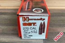Hornady 130gr .270 SST x 56 tips , New tips, tried them out but not going to use them. 56 tips left. Courier for buyer's account. 