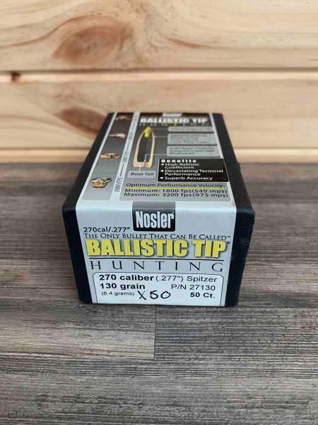 130gr 270 Nosler Ballistic Tip , Brand new 130gr 270 Nosler Ballistic Tip box of 50pieces. Courier for Buyer's account 