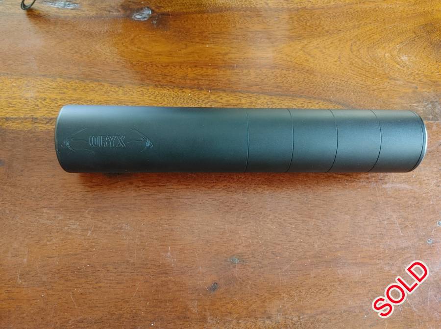 Oryx silencer / suppressor, I am selling my silencer as I got a different one as a gift. It has a M18X1 thread ( which makes it more suitable for bull barrel rifles). It was on my.308 for about 300-400 rounds and it is very effective at noise reduction and recoil reduction. Suitable for 30 cal rifles (308, 30-06 etc) and smaller. There is some paint damage but all superficial. New price was R2550.
length: 265mm (60 mm reflex)
Weight: 550 grams
Diameter: 50mm
 



