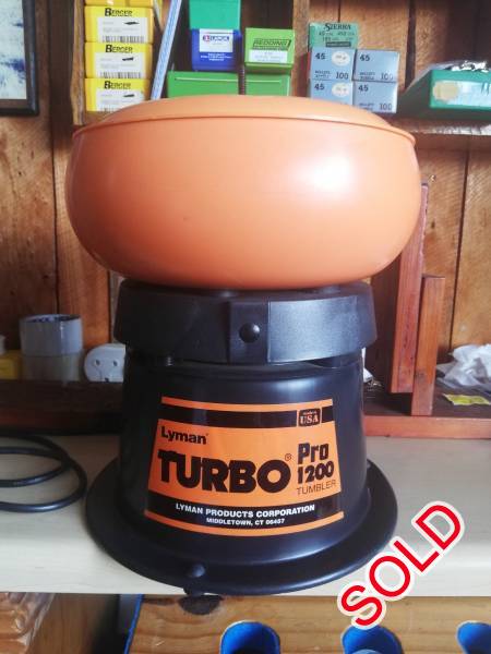 Lyman Turbo Pro 1200 tumbler, Lyman turbo pro 1200 tumbler with media for sale at R1300,hardly used.
Courier cost for buyer
Contact Francois at 0849099317
