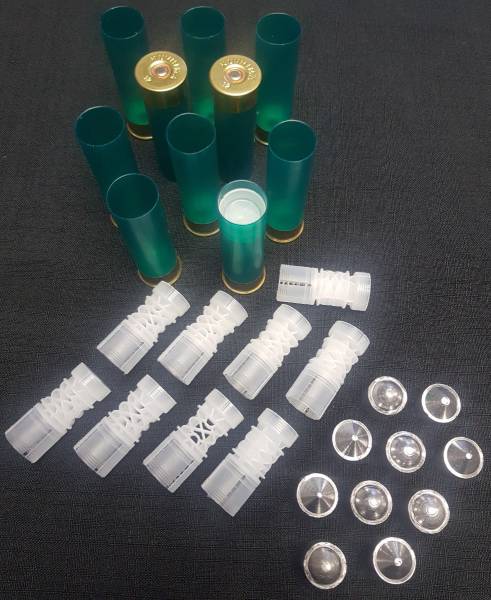 12 GA Slug Reloading Kit, Kit consists of:
10x 12GA sized ASP slugs (RN/SP) (31 & 30.5 Gram)
10x Wads
10x Plastic Hulls (Green)