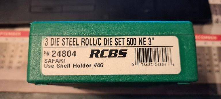 RCBC 500NE 3" DIE STEEL ROLL/C 3 piece DIE se, Brand new RCBS set of 3 piece 500NE 3