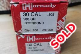 HORNADY INTERBOND BULLETS. 180g. , Selling x2 boxes of 180g Hornady Interbond bullets. 2200.00 per box. 