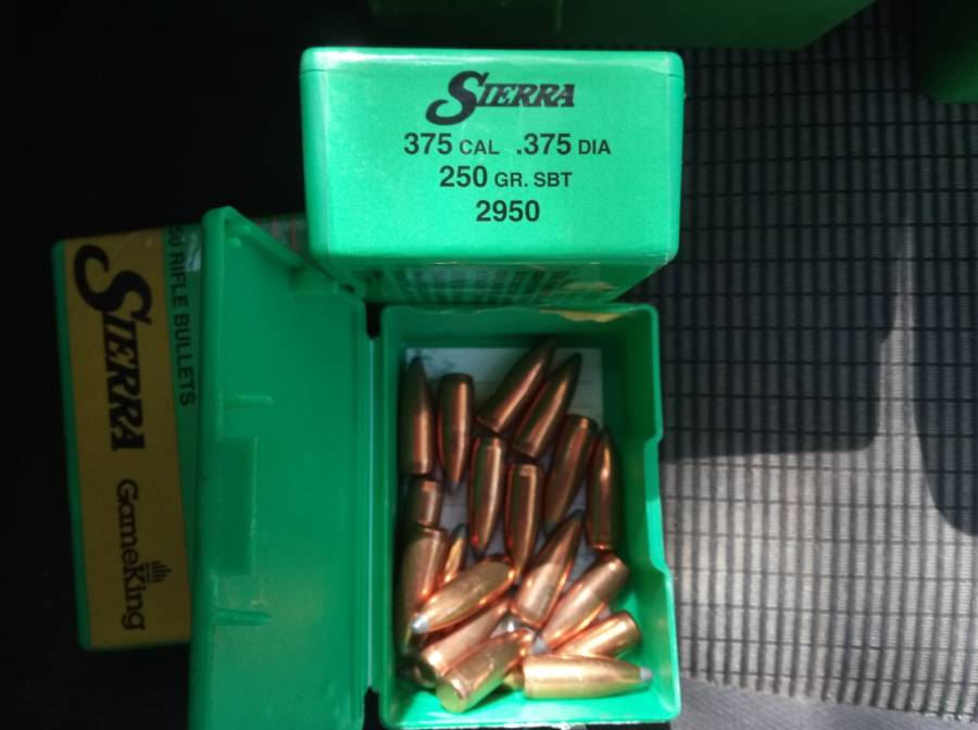 375 H&H Bullets, cases and die set, Sierra 375 cal, 250 gr. SBT. 2unopened packets plus 19.
Odds: 5 Hornady 225 gr Interlock, 10 x Impala 200 gr, 17 x PMP 300 gr, 10 x Peregrine 230 gr Vrg-4.
All for R1700
Lee 375h&h Die set - R300.
​​​​​​85 PPU cases + 42 PMP cases. All the cases annealed and tumbled. Cases used plus min 3 times and in good condition. R400.
 