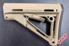 AR-15 CTR Collapsable Stock - FDE, The Magpul CTR (Compact/Type Restricted) – Mil-Spec Model is a drop-in replacement buttstock for AR15/M16 carbines using mil-spec sized receiver extension tubes.

The CTR also features a supplemental friction lock system that minimizes excessive stock movement for enhanced weapon stability and an ambidextrous QD sling mount that will accept any push-button sling swivel. The Mil-Spec Model includes a standard 7.62mm thick rubber butt-pad which provides positive shoulder purchase to prevent slippage even with body armor or modular gear.