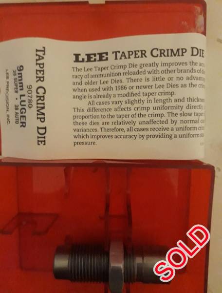 LEE 9mm Taper Crimp Die , Lee Taper Crimp Die