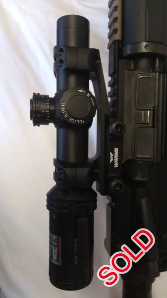 Bushnell AR 1-4 FFP (throw lever and Ilum), Selling due to I need some more magnification for where I shoot. Scope like new and does the job :) 

 