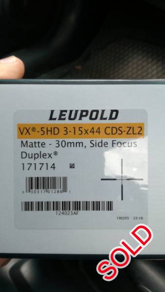 Leupold vx-5hd 3-15x44 sf cds ZL2 wind duple scope