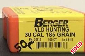 Berger 185gr VLD hunting, 50 left in box