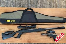 Gamo Whisper CFR Rifle & WALTHER NIGHT HAWK pi, COMBO SALE -
Gamo Whisper CFR underlever Rifle - R2500 inc. scope and carry bag.
Uramex Walther Nighthawk co2 pistol - R1500 inc. carrycase, co2 gas cylinders and pellets.

Both in very good condition, not used often. 
Can be sold separately but like to do the combo deal.