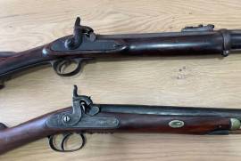 Hollis and sons tower rifles 1857 , Two clean working black powder rifles one Hollis and sons shot gun and one 1857 tower musket ! 