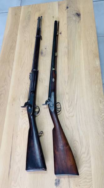 Hollis and sons tower rifles 1857 , Two clean working black powder rifles one Hollis and sons shot gun and one 1857 tower musket ! 