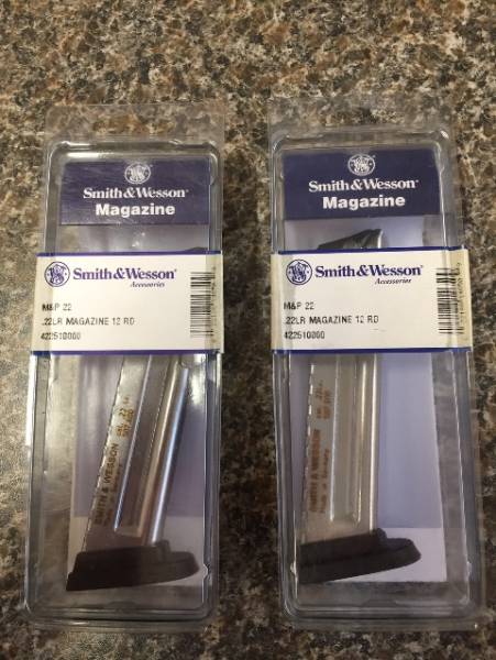 Smith& Wesson M&P22 Full Size Magazines, 2 x S&W M&P 22 Full Size .22LR MAGAZINES for sale @R850 each.
Purchased brand new and still in original sealed packaging from Smith and Wesson
Note!! This is the full size M&P 22LR (Made in Germany)and NOT the Compact Model 22LR made in USA.
Contact me if interested