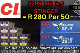 Pistols, Rimfire Pistols, CCI .22LR (.32 Gr.) STINGER PER PACK (50) , CCI , STINGER, .22LR (.32 Gr.), Brand New, South Africa