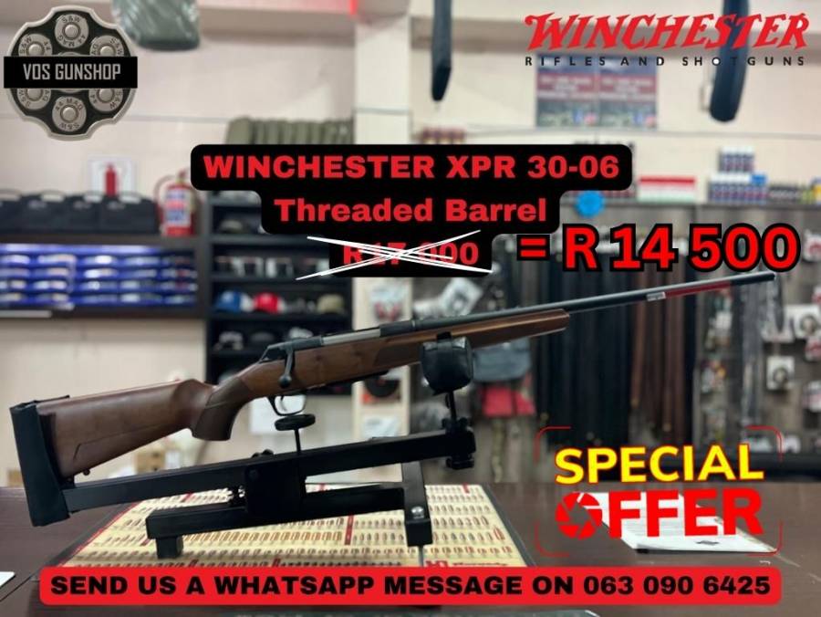 SPECIAL!!! WINCHESTER XPR 30-06 (THREADED BARREL), DON'T MISS OUT ON THIS UNBEATABLE DEAL!!!

WHILE STOCKS LAST!!!!

FEEL FREE TO CALL, EMAIL, VISIT THE SHOP OR WHATSAPP FOR ANY FURTHER INFORMATION 063 090 6425