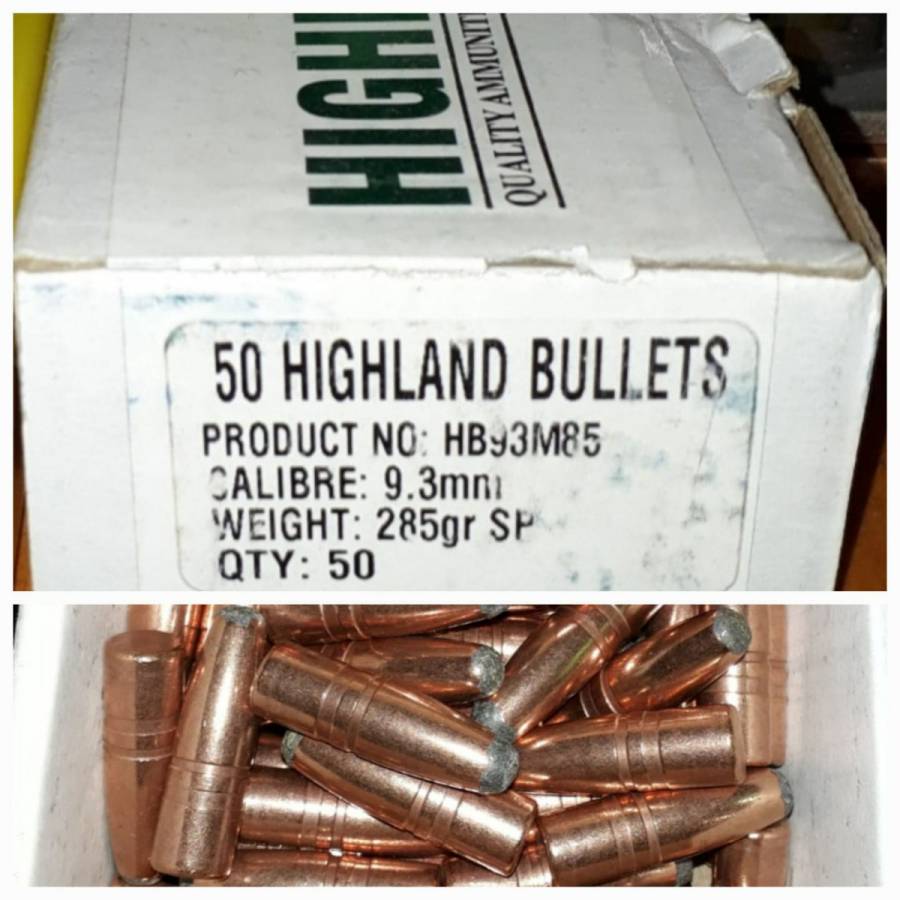 For Sale - HIGHLAND 9.3mm 285gr soft point bullets, For Sale - HIGHLAND 9.3mm 285gr soft point bullets
Brand new sealed boxes
R1650/box (50qty)
Tel 068 505 5664